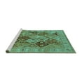 thumbnail image 2 of Ahgly Company Machine Washable Indoor Square Oriental Turquoise Blue Industrial Area Rugs, 5' Square, 2 of 4