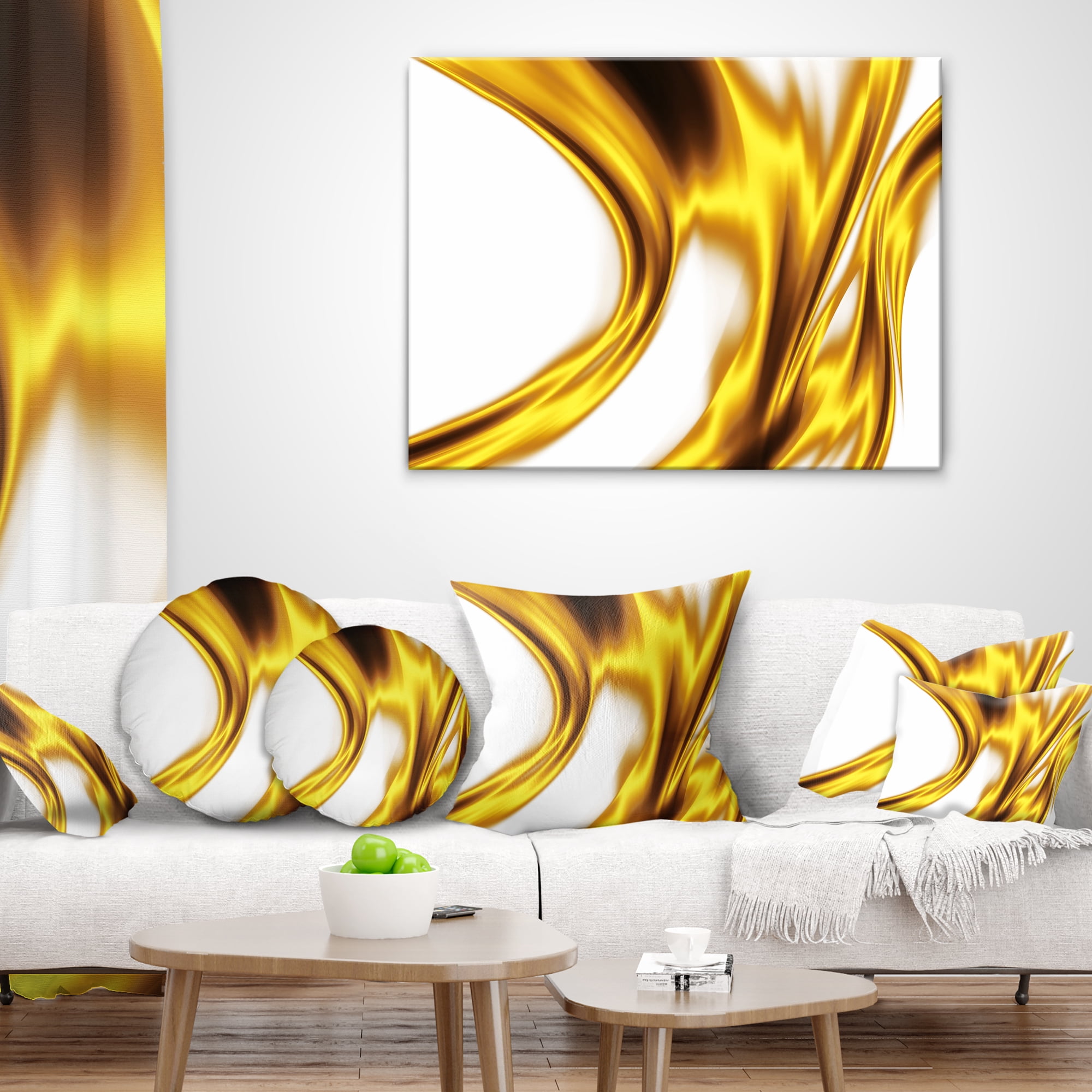 Designart Bright Gold Texture Pattern - Abstract Throw Pillow - 18x18