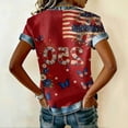 thumbnail image 4 of longantii Womens T-Shirt Independence Modern Fit Pullover Casual Vneck Short Sleeves Tees 250 Anniversary Usa Flag Floral Clothing Summer Red S, 4 of 4