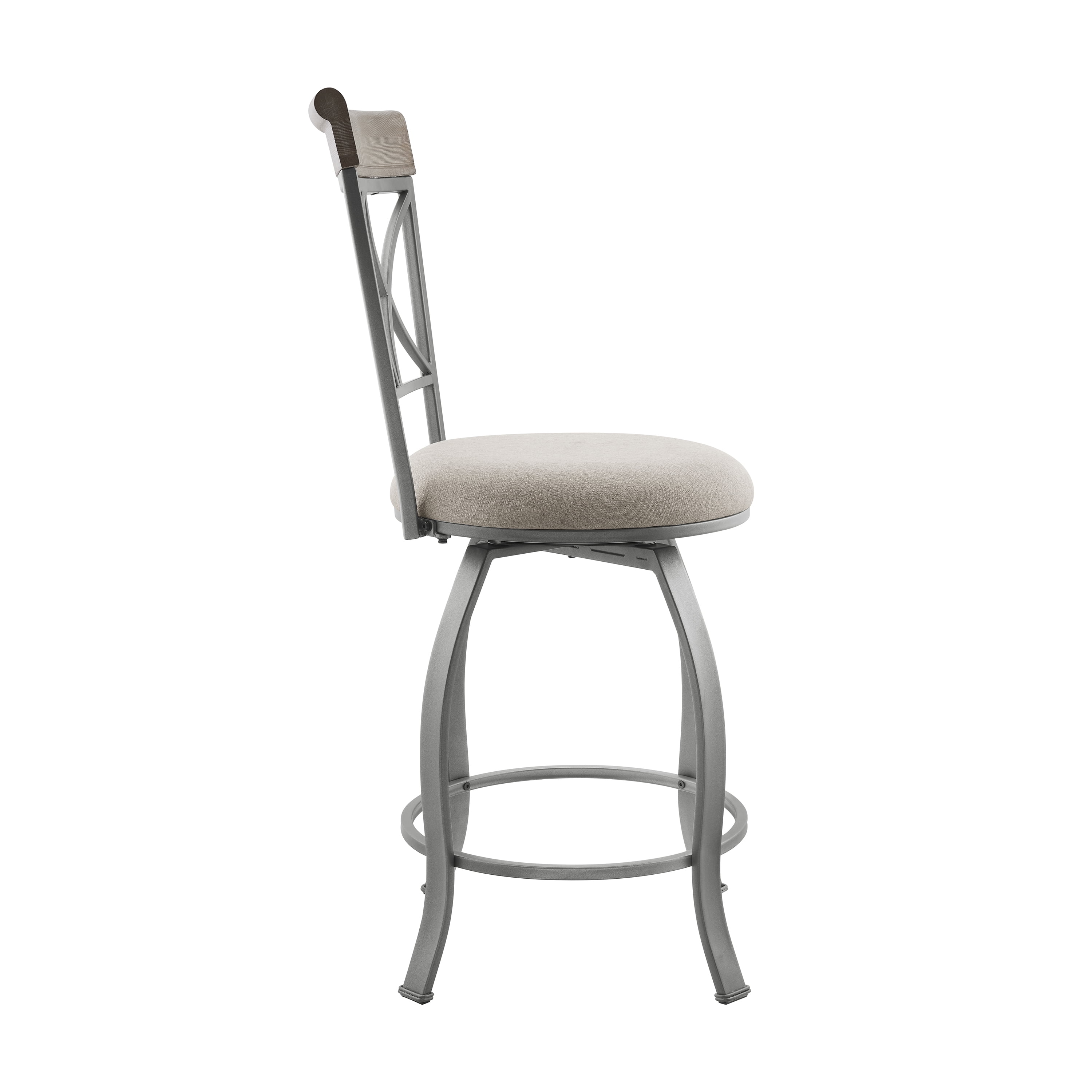 Powell Roselyn 24" Indoor Round Metal Swivel Counter Stool, Pewter