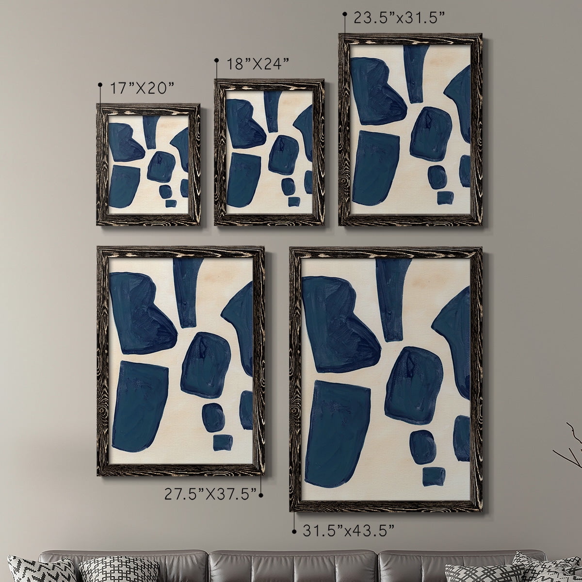 Blue Pieces I - Premium Framed Canvas 2 Piece Set - Ready to Hang