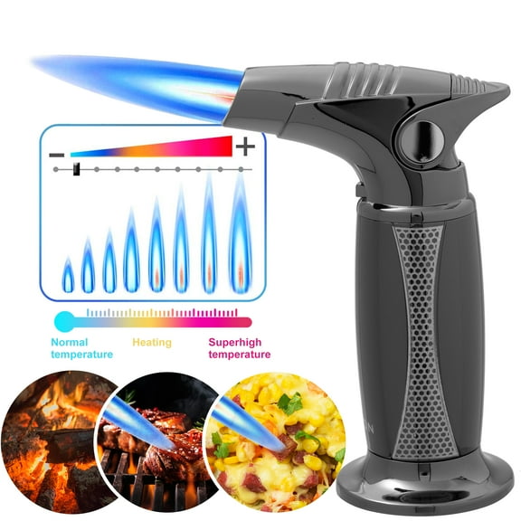 TIME C CLUB One Hand Adjustable Flame Black Butane Torches