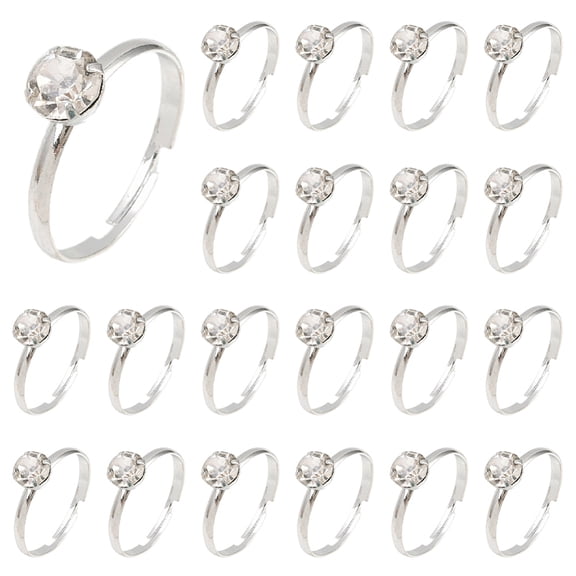 1 Box 40Pcs 4 Colors Bridal Shower Rings Play Wedding Rings Bulk Multi Color Gold Silver Alloy Rhinestone Adjustable Finger BlingDIY