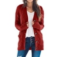 thumbnail image 2 of Women's Long Sleeve Cable Knit Cardigan Open Front Button Down Knitwear Sweater Coat, 2 of 4