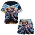 thumbnail image 3 of Octopus in The Mysterious Ocean 2 Pack Women’s Pajama Set Print Sleepwear And Shorts Y2k Loungewear Sets S-5XL, 3 of 7