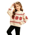 thumbnail image 3 of Ruiwill Christmas Girls Sweater Snowflake Print Crew Neck Long Sleeve Knit Pullover Xmas Top, 3 of 6