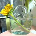 thumbnail image 2 of Glass Purse Vase For Flowers Glass Bag Vase Clear Glass Vase With Handles, 2 of 5