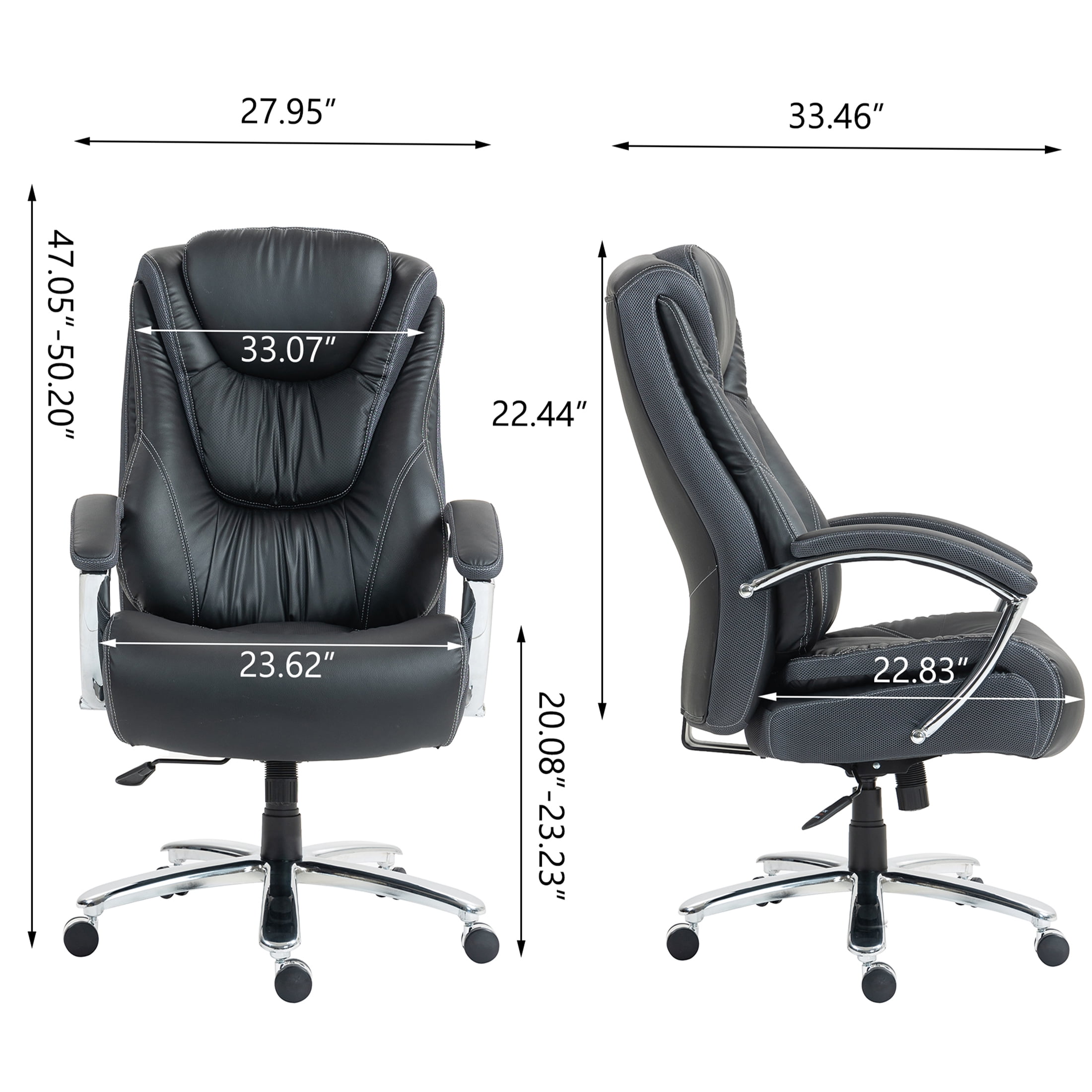 JERFIT Ergonomic Office Chair with Lumbar Support, High Back PU Leather Executive Desk Chair, Adjustable Flip Arms & Tilt for Home Office, Black