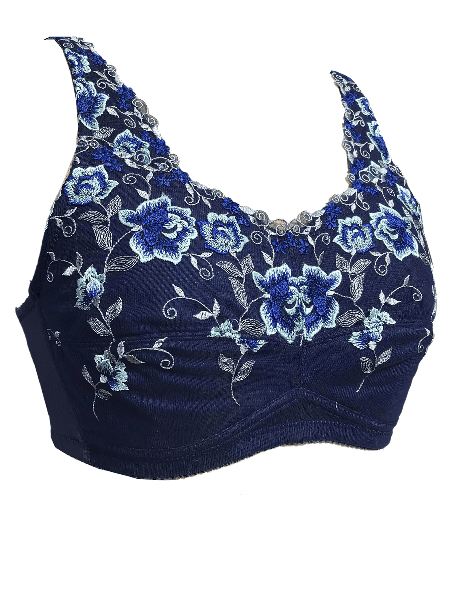 BIMEI Women's Post Surgery Mastectomy Bra with Pockets Surgical Lace Contour with a Full Profile Wire Free Fashion Everyday Bra 8466,Blue,40B