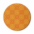 thumbnail image 1 of Ethnic Mouse Pad for Computers, Traditional Motifs Abstract Blooming Flowers in Warm Colors, Round Non-Slip Thick Rubber Modern Gaming Mousepad, 8" Round, Vermilion Orange Yellow, by Ambesonne, 1 of 2