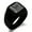 Black, variant on Stainless Steel Letter L Initial Floral Box Monogram Engraved Engraved Square Flat Top Biker Style Polished Signet Ring