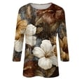 thumbnail image 4 of Women's Fashionable Casual Round Neck Three-quarter Sleeve Retro Print T-shirt Top, 4 of 5