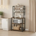thumbnail image 2 of LEDREM 31.5" Coffee Bar & Kitchen Baker's Rack - 6-Tier Storage Shelf with Adjustable Shelf & Hooks, Rustic Brown and Black, 2 of 5
