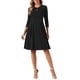 thumbnail image 1 of Vestido de Cuello Redondo INSPIRE CHIC para Mujer, Manga 3/4, Plisado, Corte A, Casual y Elegante, Color Negro, 1 of 6