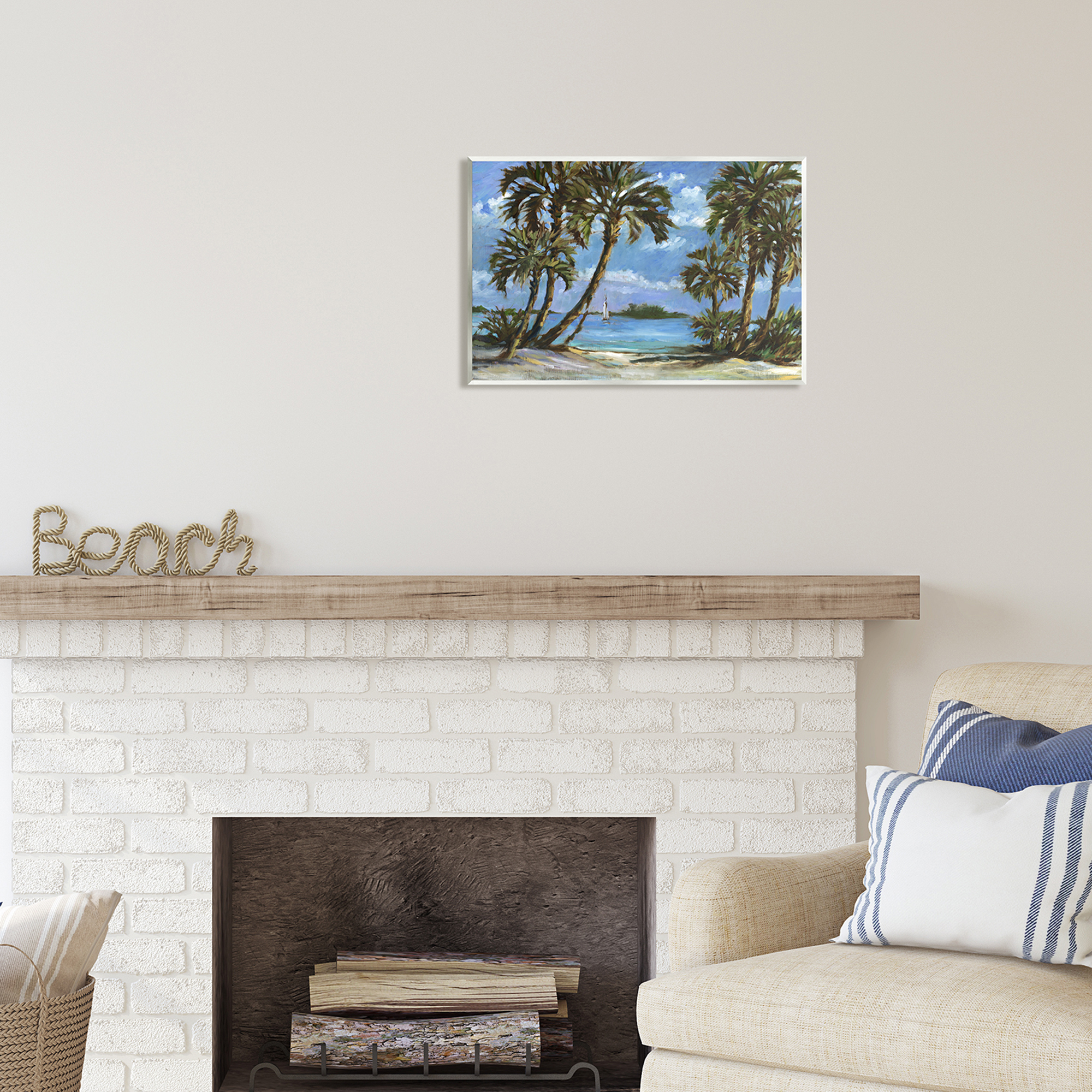 Stupell Industries Summer Palms Landscape Landscape Painting Unframed Art Print Wall Art, 19 x 13