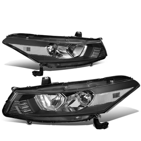 2009 Honda Accord Coupe - For 2008 to 2012 Honda Accord 2 -Dr Coupe Pair Black Housing Clear Corner Headlight / Headlamps 09 10 Left+Right