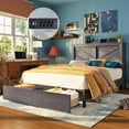 thumbnail image 4 of Papajet Queen Bed Frame with Bookcase Headboard & Charging Station, 2 Storage Drawers, Grey, 4 of 9