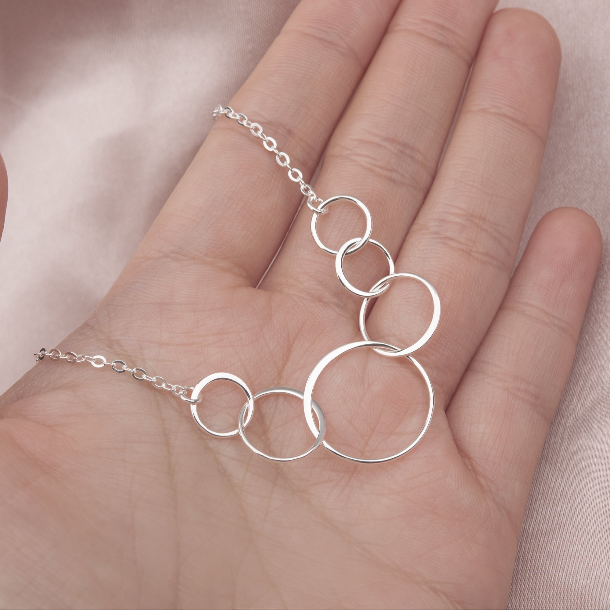 Anavia Happy 60th Birthday Gifts for Women,925 Sterling Silver Necklace, Gifts for mom sixtieth birthday ideas -[6 Flat Circles, Custom Name]