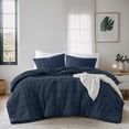 thumbnail image 2 of Regency Heights Twin/Twin XL Comforter Set, Boho 2-Piece Pintuck Stitching Dorm Bedding Set, Soft Washed Pleated Bed Sets with Pillow Sham Navy, 2 of 11