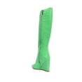 thumbnail image 4 of Schutz Asya Up Gianni Green Croc-Embossed Side Zip Pointed Toe Heel Tall Boots (Gianni Green, 9.5), 4 of 4
