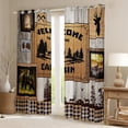 thumbnail image 2 of Retro Cabin Curtains Rustic Bear Deer Curtains & Drapes Hunting Wild Animal 30%-50% Blackout Curtains Plaid Lodge Farmhouse Western Country Black Brown Lattice Room Decor,Grey, 2 of 6