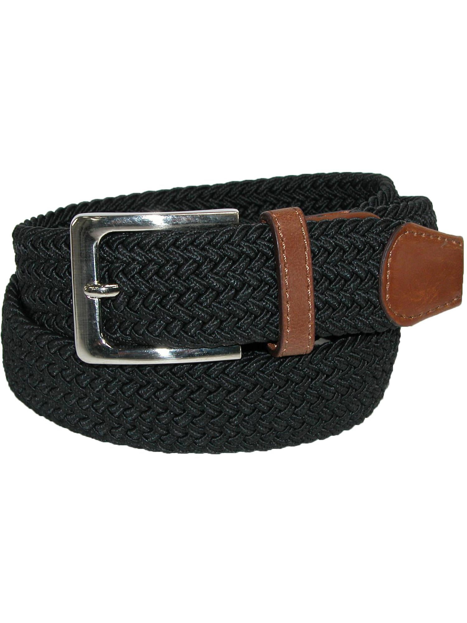 CTM Elastic Braided Stretch Belt with Silver Buckle and Tan Tabs (Men ...