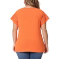 thumbnail image 4 of DARING DIVA Women's Plus Size Round Neck Lace Panel Blouses 4X Orange, 4 of 6