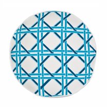 Greendale Home Fashions 15” Round Turquoise Cane Cotton Canvas Decorative Pillow