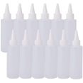 thumbnail image 1 of Paquete de 12 botellas dispensadoras de plástico de 120 ml (4 onzas) con tapa blanca a prueba de fugas - Ideales para pegamento líquido, manualidades y otros usos., 1 of 6