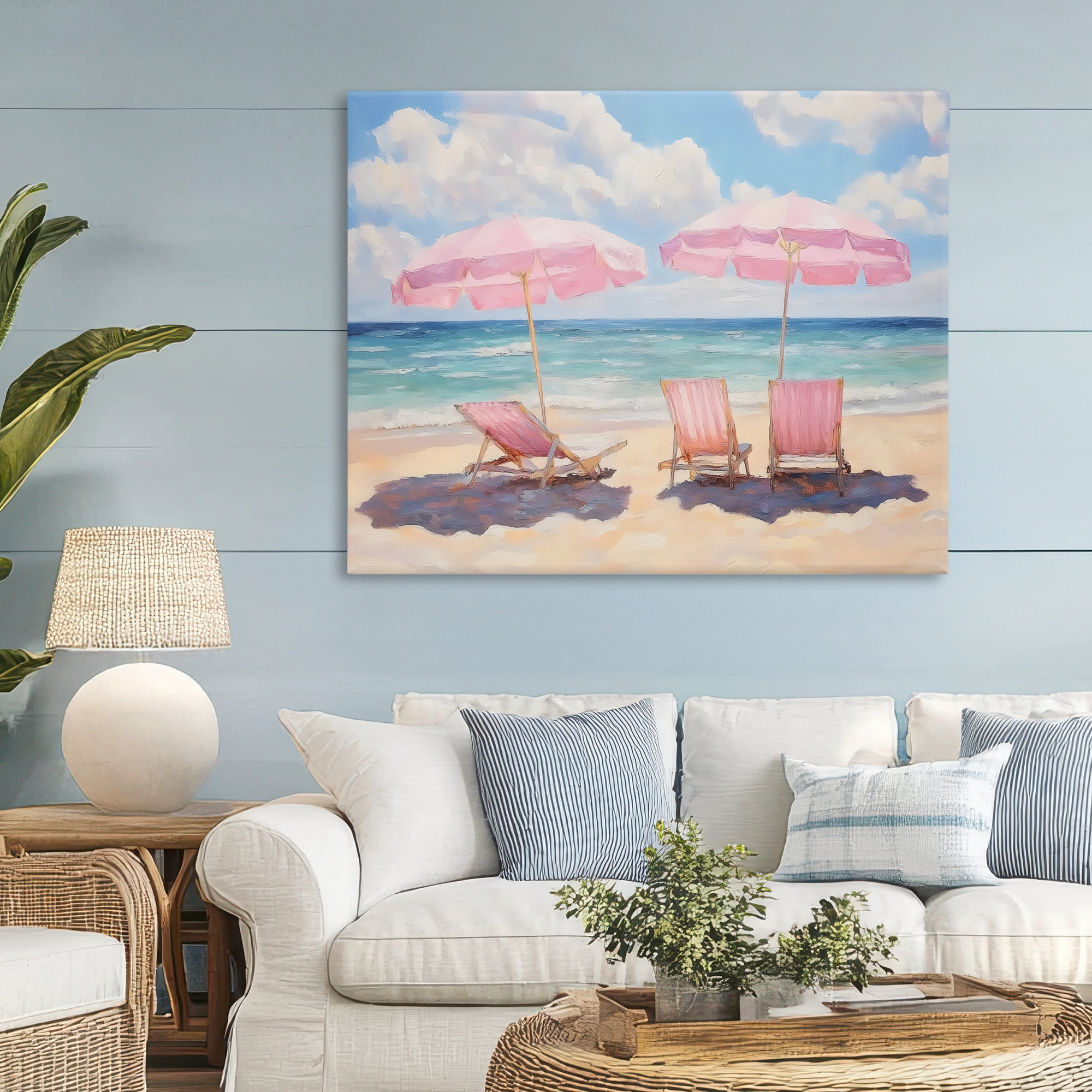 Stupell Industries Pink Summer Chairs by the Sea Canvas Wall Art, design by LSR Design Studio