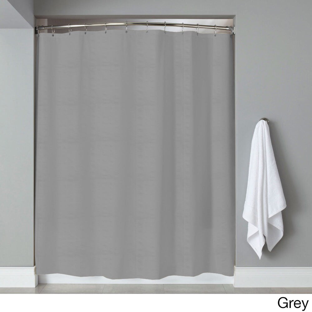 70 in White or Gray Curtain Textured Hotel Fabric Shower Curtain x 72 in