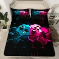 thumbnail image 2 of Gaming Sheet Set for Boys Blue Gamer Bed Sheets Set Twin Honeycomb Gaming 3D Fitted Sheet Teal Purple Geometric Flat Sheet for Girls Kids Teen Cool Video Game Room Decor Bedding Set, 2 of 6