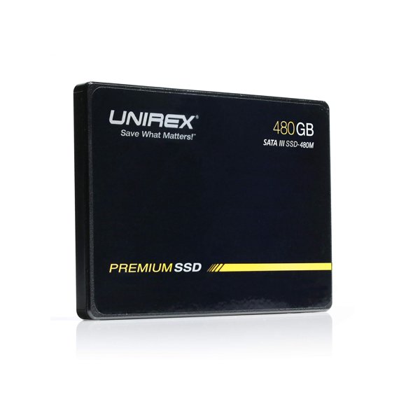 Unirex SSD Premium SATA LLL Disque Dur à État Solide 3D TLC/QLC (480GB, Noir)