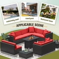 thumbnail image 6 of Devoko Exclusive 13 Pieces Fire Pit Seating, Outdoor Sectional Rattan Sofa Set with 50000 BTU Propane Fire Pit Table, Red, 6 of 7