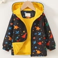 thumbnail image 2 of Gubotare Raincoat for Boys Toddler Boys Dinosaur Print Fleece Hooded Full-Zip Jacket 2-10 Years (Black,5-6 Years), 2 of 9
