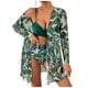 thumbnail image 1 of Traje de baño de bikini con estampado de tres piezas para mujer con estampado de bloques de color y cordones de talla grande OAVQHLG3B Store  lin121212, 1 of 3