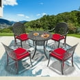 thumbnail image 6 of Hzzkey 5-Piece Outdoor Rust-Resistant Cast Aluminum Patio Set, Black Table, Red Cushions, Umbrella Hole, 6 of 12