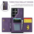 thumbnail image 4 of Allytech Magnetic Detachable Wallet Case for Samsung Galaxy S24 Ultra, [Support Wireless Charging] Luxury PU Leather Slim Cover with Card Slots & Kickstand, RFID BLOCKING Shockproof Case, Purple, 4 of 9