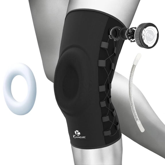 Kuangmi Knob Knee Brace, Knee Compression Sleeve with Patella Gel Pad & Side Stabilizers, Support for Sports, Workout, Pain Relief, Arthritis, Meniscus Tear(Right,Large,Single)