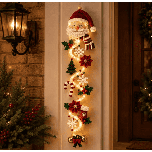 Christmas Glowing Door Hanger Chandelier Doors Decoration, Christmas Warm Light with Warm Glow Indoor Hanging,Vertical Entryway Decor for Front Outdoor Side