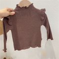 thumbnail image 2 of ZyeKqe Baby Clothes Infant Newborn Girls Sweater Fall Winter High Neck Knit Top Ruffle Long Sleeve Slim Fitted Pullovers, 2 of 3