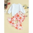 thumbnail image 4 of LMLYSoH Toddler Girl Fall Outfits Santa Flower/Letter Print Crew Neck Sweatshirts Flare Pants 2Pcs Christmas Clothes Set, 4 of 9