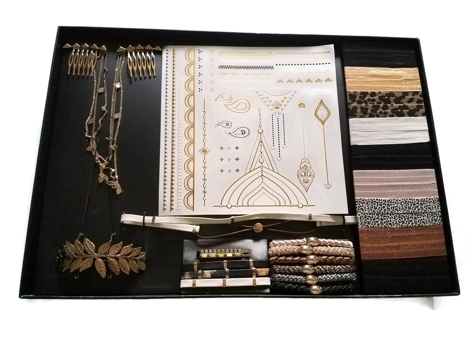 Kitsch Hair Accessories Kit, Beauty Gift Box, Gold Pleated.