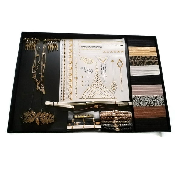 Kitsch Hair Accessories Kit, Beauty Gift Box, Gold Pleated.