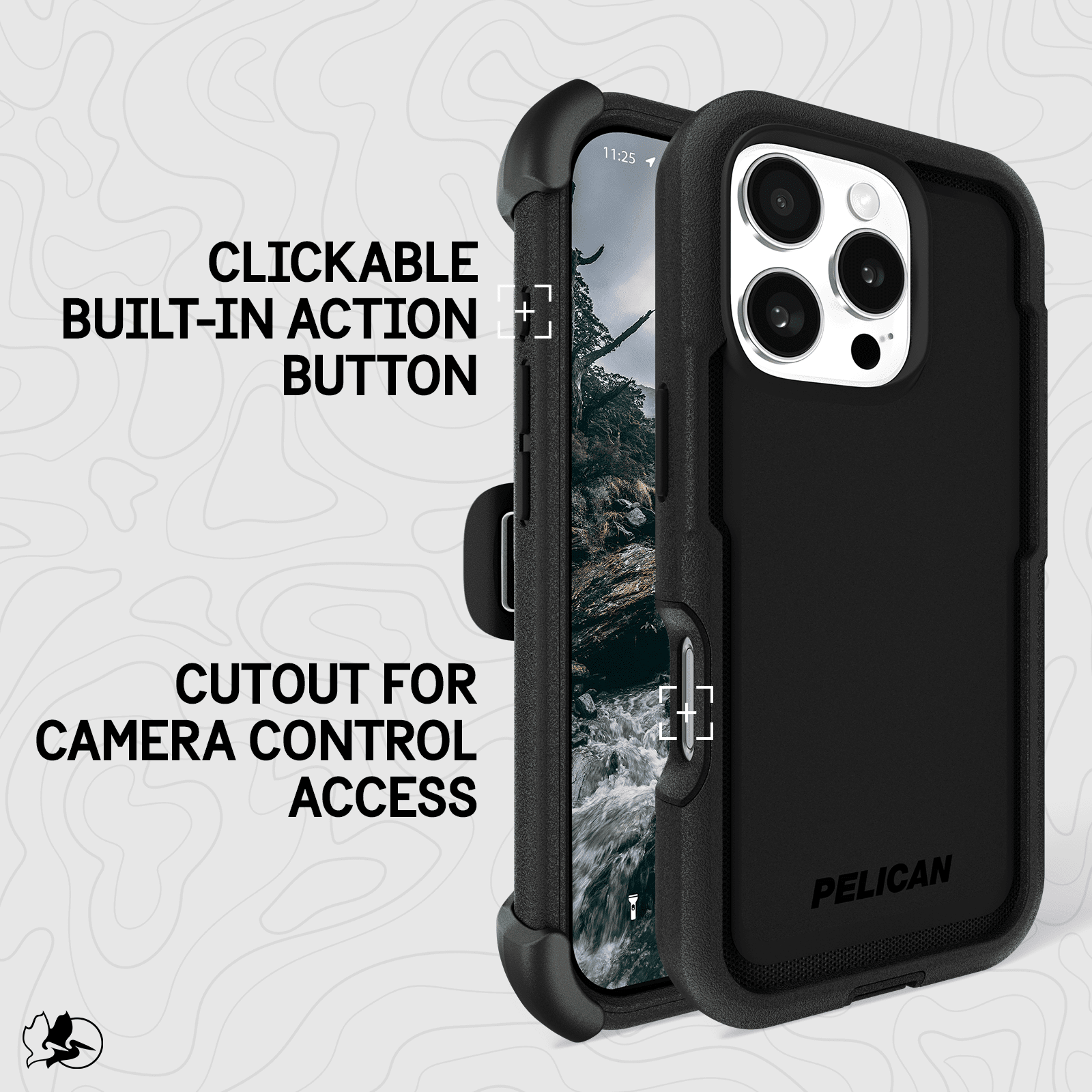 Pelican Voyager Apple iPhone 16 Pro MagSafe Compatible Case and Holster - Black
