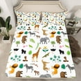 thumbnail image 2 of Manfei Zoo Giraffe Lions Full Size Sheets,Wild Animal Zebra Bed Sheets,Green Monstera Leaf Sheet Sets For Boys Kids,Luxury Bedroom Decor,4 Pieces, 2 of 7