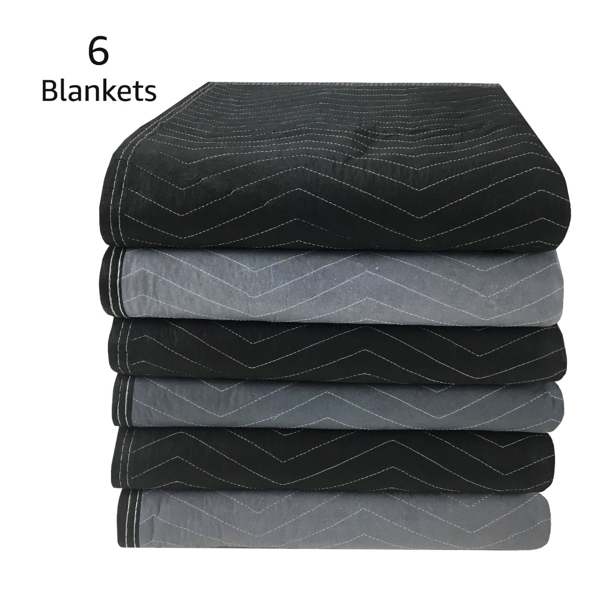 uBoxes Woven Black and Grey Extra Performance Moving Blankets Poly Cotton 75lbs/doz (6 Pack)
