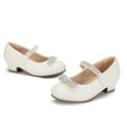 thumbnail image 3 of Bocca Little Girls' Shoes Slip-Resistant Mary Janes, 1IN Low Heel, Kitten Heel, Closed Toe White, 1 Big Kid, 3 of 7