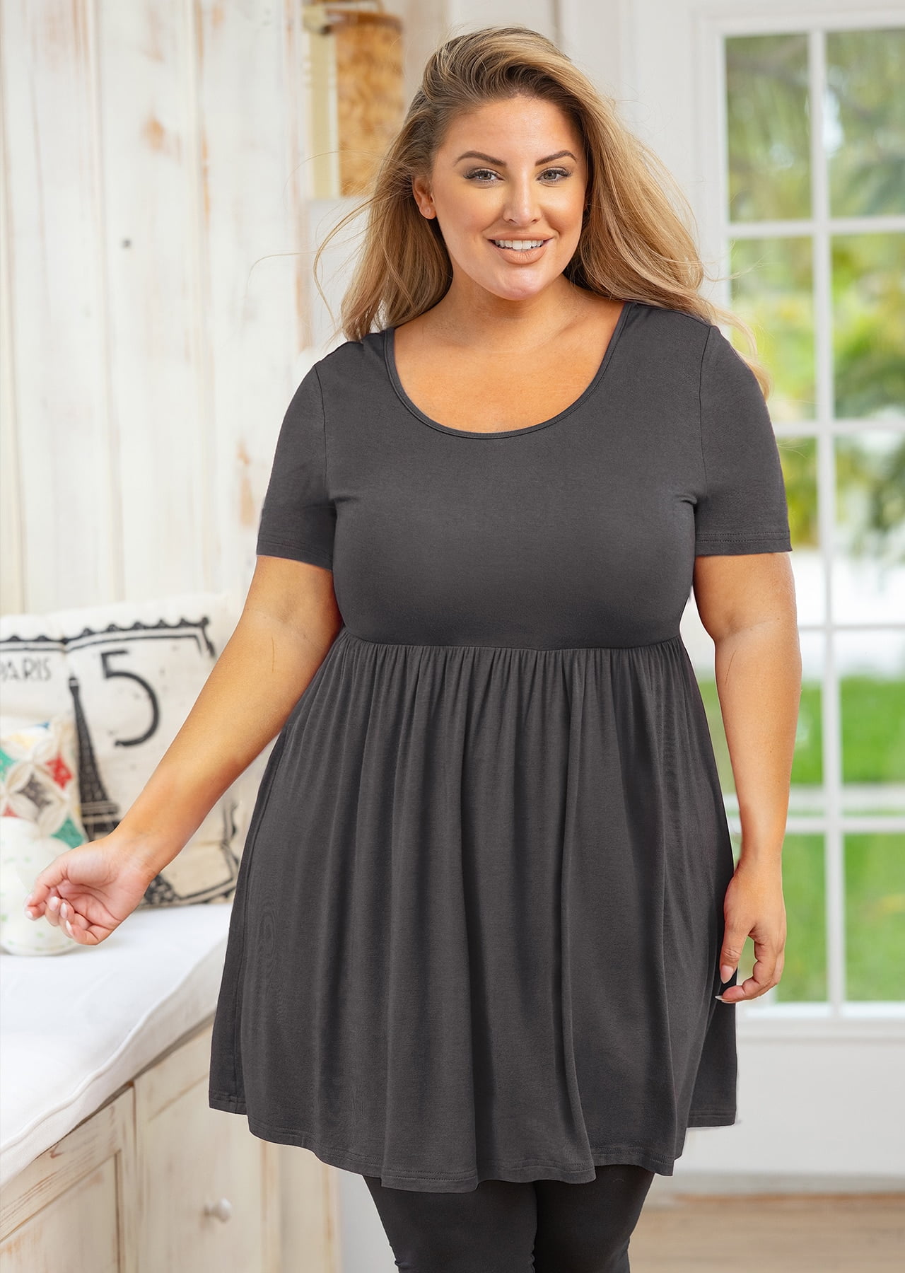 Disse Overholdelse af forbundet SHOWMALL Plus Size Tunic for Women Short Sleeves Dark Gray 4X Tops Scoop  Neck Clothes Summer Flowy Maternity Clothing Shirt - Walmart.com
