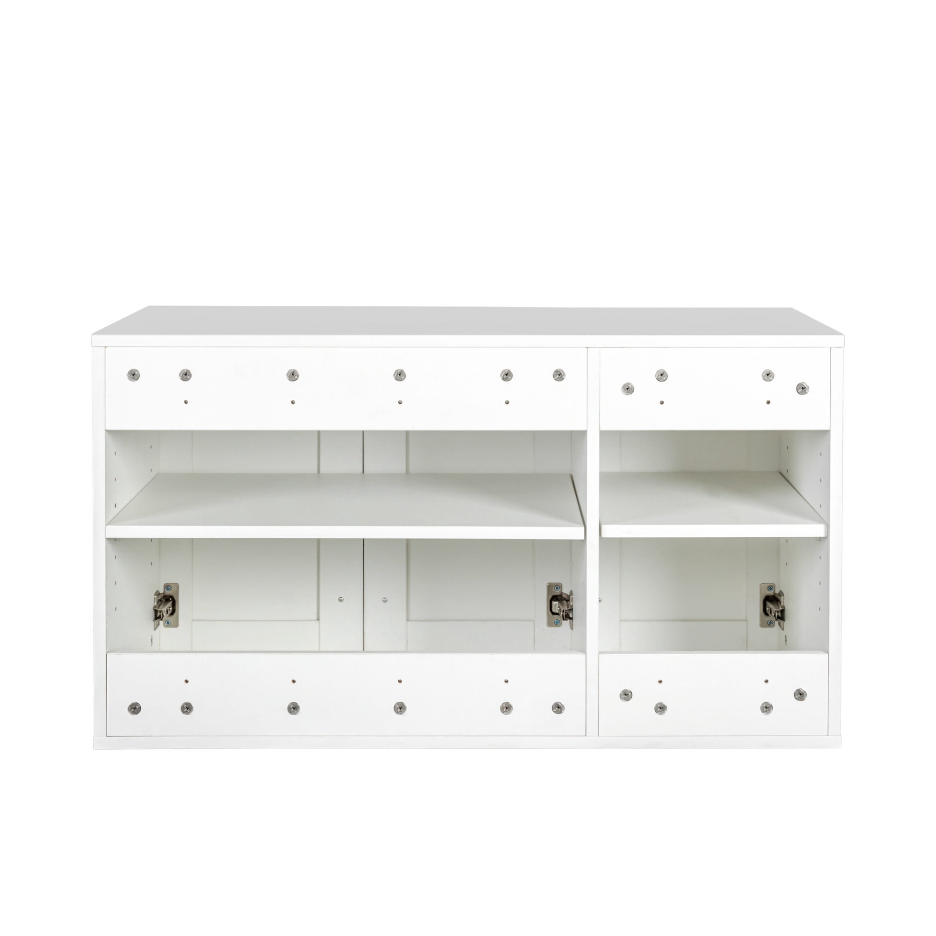 Wall Mounted Storage Cabinet, Kitchen Bathroom Wall Cabinet with Adjustable Shelves, Upper Stackable Storage Cabinet with 3 Doors, 15.75 "D x 35.43" W x 19.69 "H, White